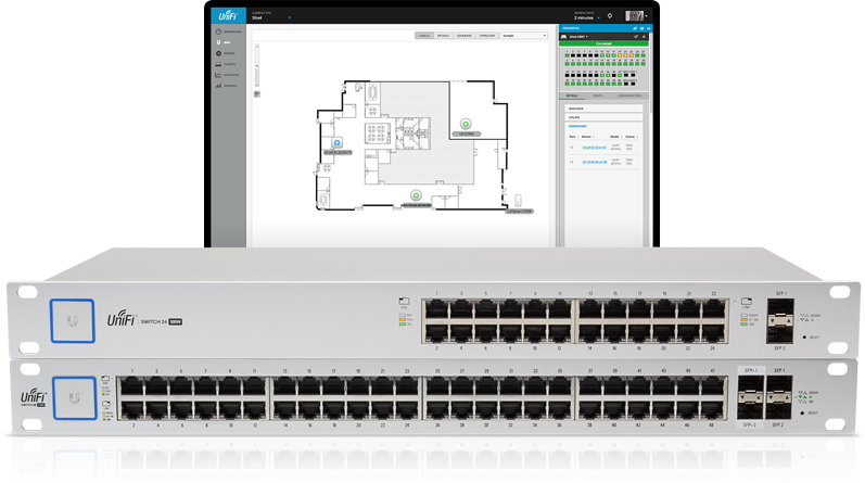 Managed by the UniFi Controller software, the UniFi Switch delivers powerful performance, intelligent switching, and PoE+ support for your enterprise networks.