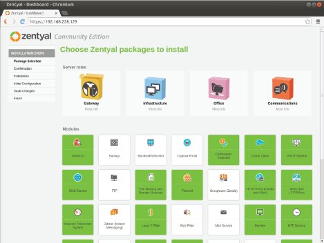 zentyal installation screenshot